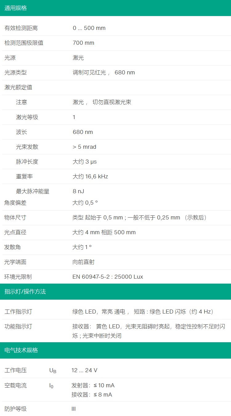 对射型光电传感器OBE500-R3F-SE0-L（成对）(图2)