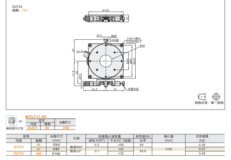 ​重载型DLF31/​DLF33/DLF51/​DLF52手动位移滑台(图4)