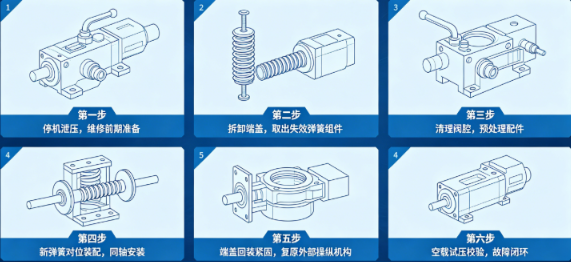 手动换向阀弹簧失效更换维修方法(图1) 手动换向阀弹簧失效更换维修方法(图1)