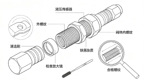 液压传感器螺纹接口防渗漏安装细节(图1) 液压传感器螺纹接口防渗漏安装细节(图1)