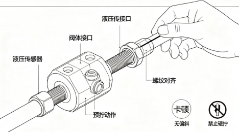 液压传感器螺纹接口防渗漏安装细节(图3) 液压传感器螺纹接口防渗漏安装细节(图3)
