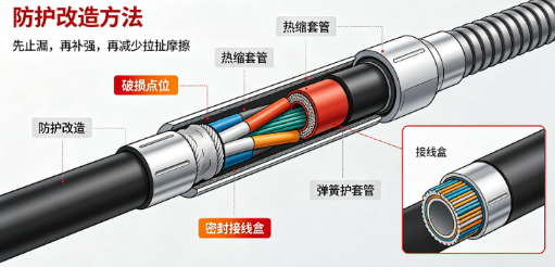 投入式液位传感器线缆破损防护改造方法(图2) 投入式液位传感器线缆破损防护改造方法(图2)